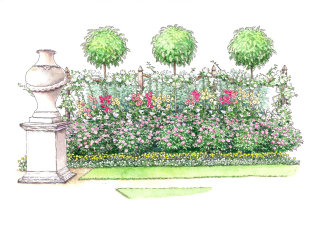 オイルパステル画の庭