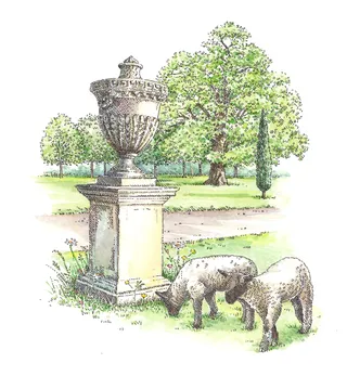 Decorative illustration of lawn ornament 