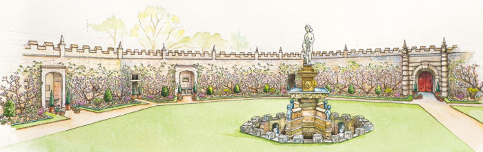 ボルゾーバー城の噴水庭園