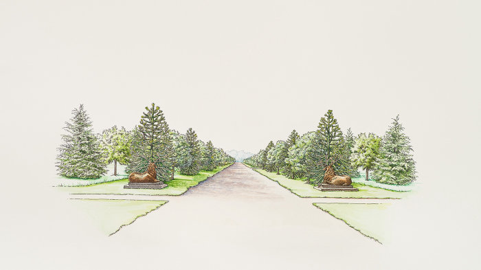 Painting of a garden roads 