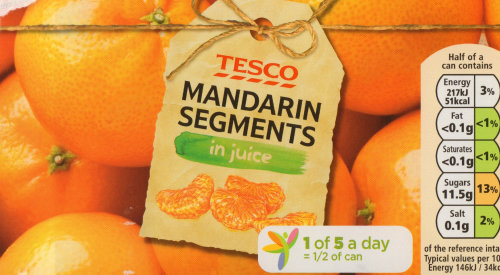 Poster design of Tesco Mansarin Segments in juice 