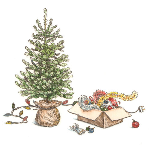 Digital painting of Christmas tree 