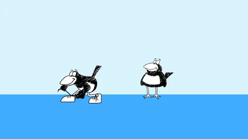 Cartoon character clip advertisement for Music Magpie
