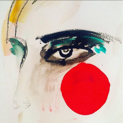 Beauty woman with red dot on face
