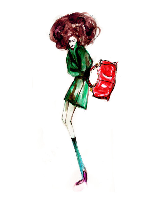 Mannequin avec sac rouge
