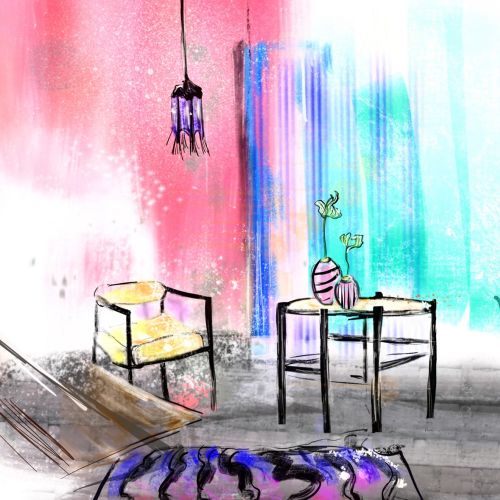 Colorful illustration of a room
