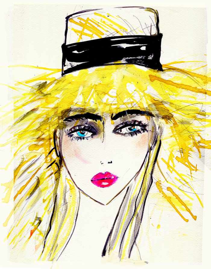 Fashion model with yellow hap