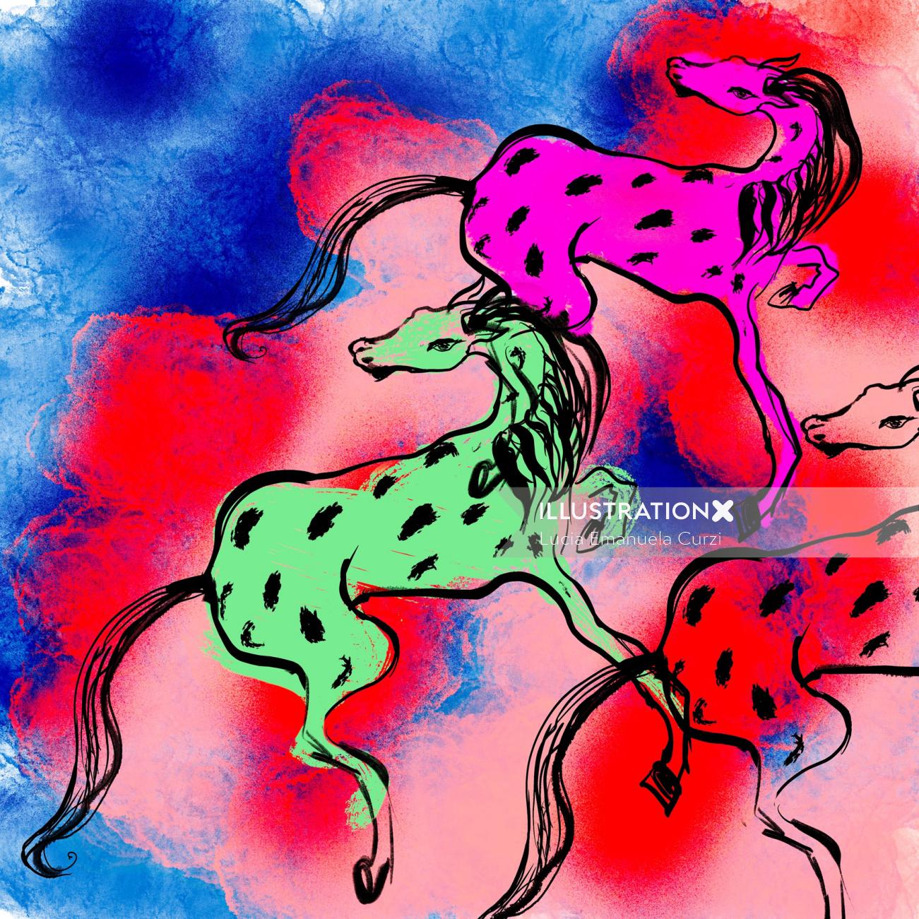 Colorful horses