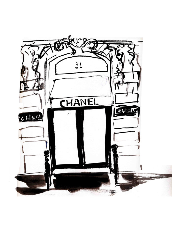 Dessin au trait bâtiment Chanel