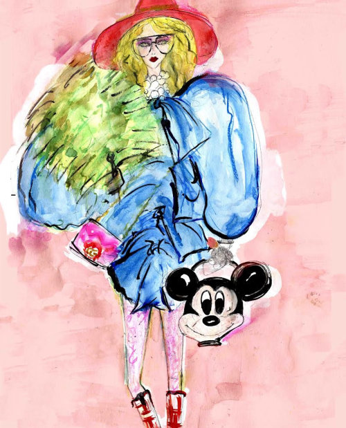 Fashion woman with mickey mouse
