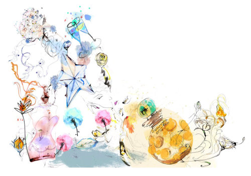 Beauty fragrances concept illustration by  Lucia Emanuela Curzi
