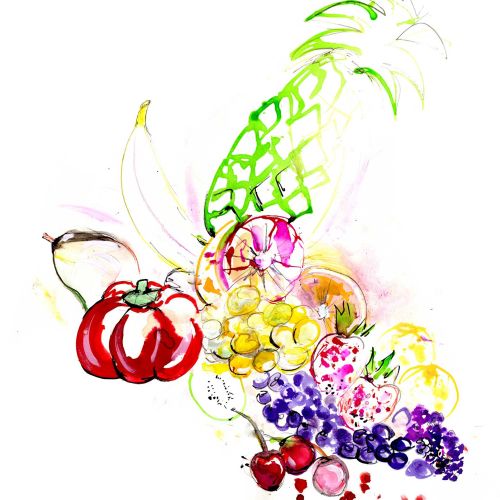 watercolor illustration of fruits
