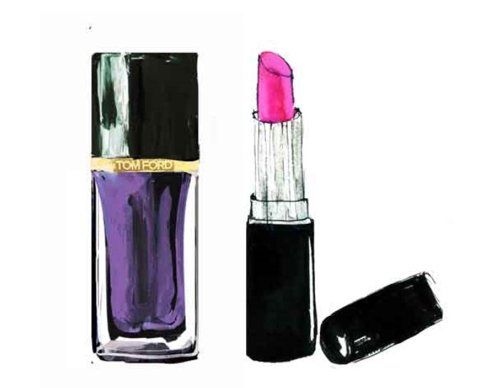 Beauty accessories illustration by Lucia Emanuela Curzi
