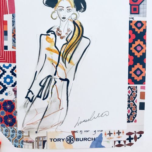 Live event drawing Tory Burch fashion
