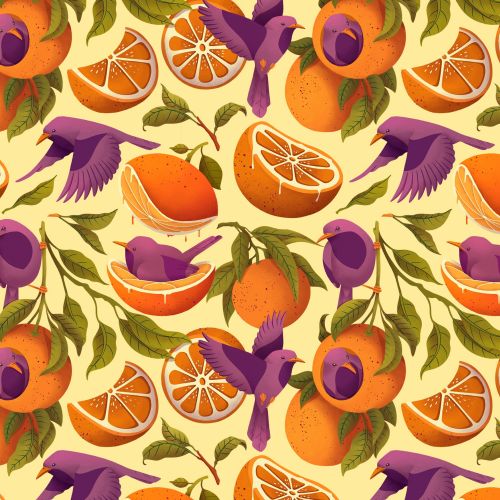 Pattern of oranges and birds: a nature-inspired design