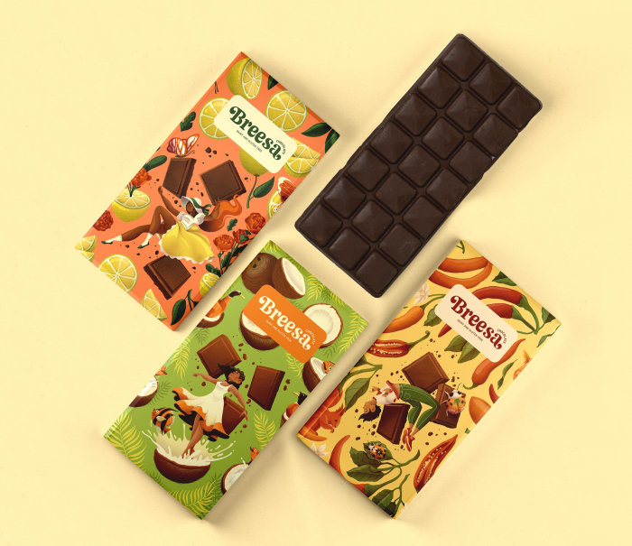 Embalagem e rotulagem dos chocolates Breesa