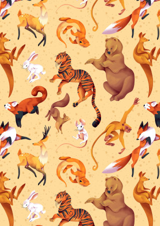 Illustration of wild animals pattern