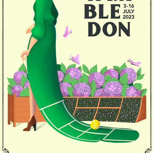 Poster illustration of Wimbledon 3-16 July 2023