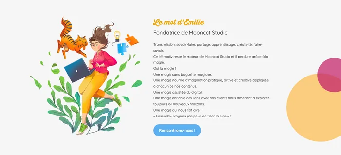 Child playing with cat and colorful shapes on white background