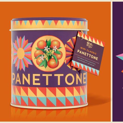 Orange fruit illustration and panettone packaging by Luiza Laffitte