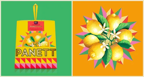 Lemon fruit design with leaves and blossoms by Luiza Laffitte