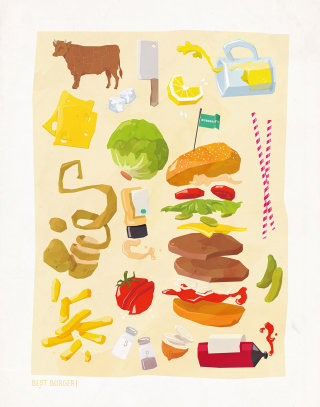 Ilustración de comida y bebida de comida rápida.
