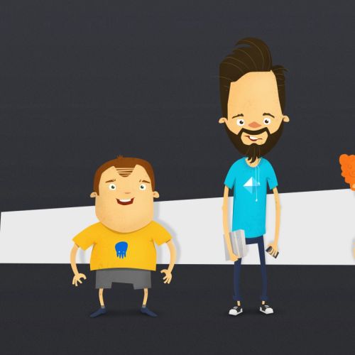 cartoon character design of father and sons

