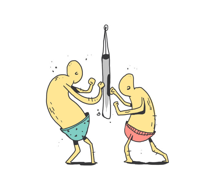 Graphic illustrations of people practicing boxing
