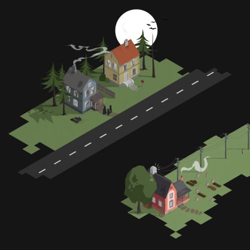 Graphic illustration of House under moon light
