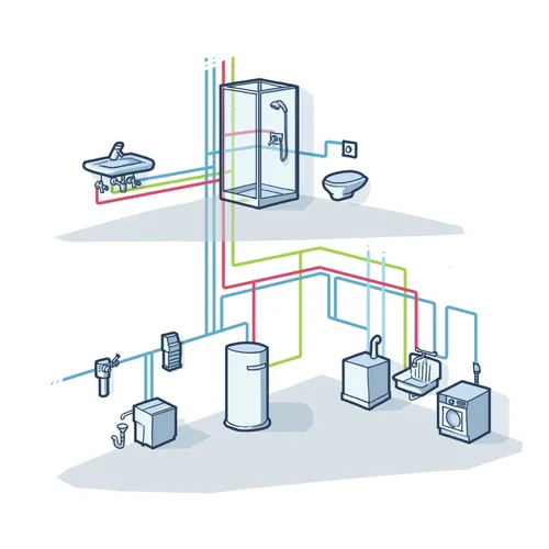 Vector art of home water pipeline system