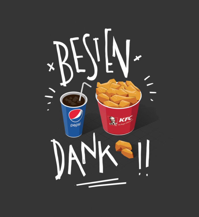 Hand lettering of Beasten Dank food 
