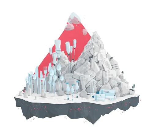 Conceptual artwork of plastic pollution