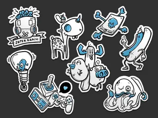 Cartoon stickers of quirky animals and objects by Lukas Bischoff