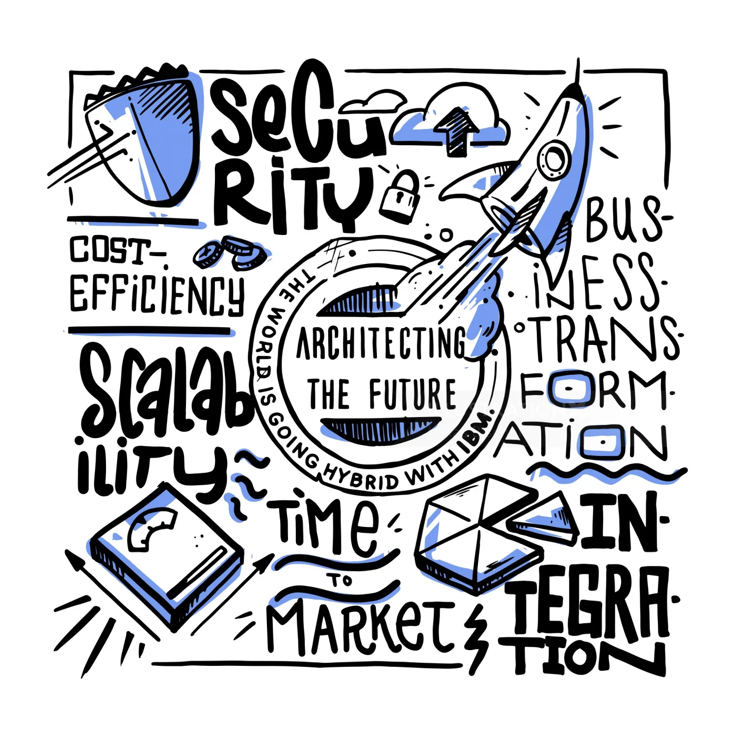 Illustration of business transformation and security concepts by Lukas Bischoff