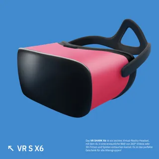 VR SHARK X6 virtual reality headset by Lukas Bischoff on blue background