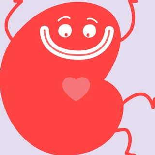 Smiling red heart character with a smaller heart on its body by Lukas Bischoff