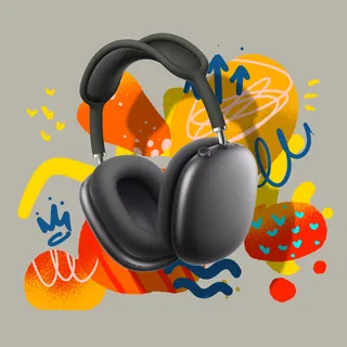 Digital illustration of over-ear wireless headphones by Lukas Bischoff