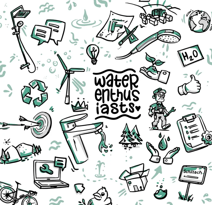 Water conservation icons and eco-friendly sketches by Lukas Bischoff