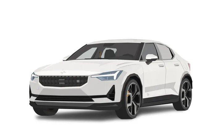 White Polestar 2 electric SUV front side view by Lukas Bischoff