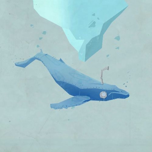 Graphic iceberg and whale
