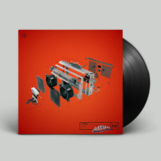 Couverture rouge du disque vinyle 3d
