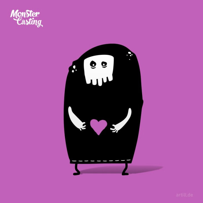 Illustration of monster with love
