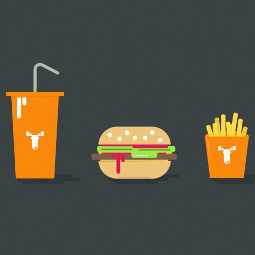 Food & drink illustration of burger and fries

