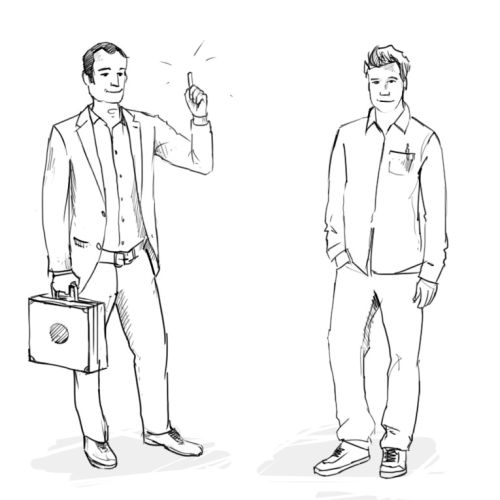 line illustration of people with suitcase
