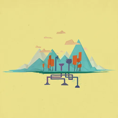 Graphic illustration of hills in desert
