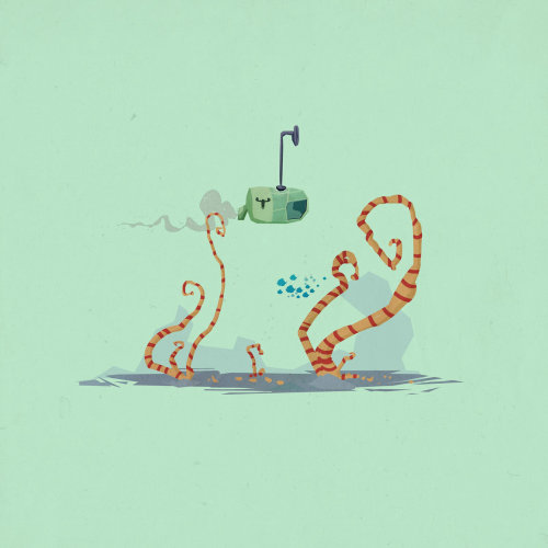 Graphic illustration of sea monster
