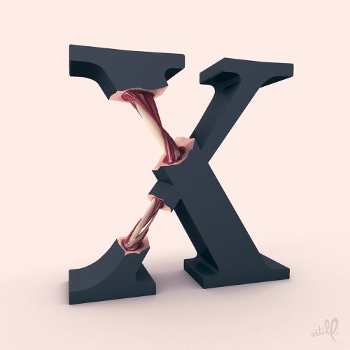 3d lettering X
