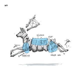Ilustración animal suelta de perro.
