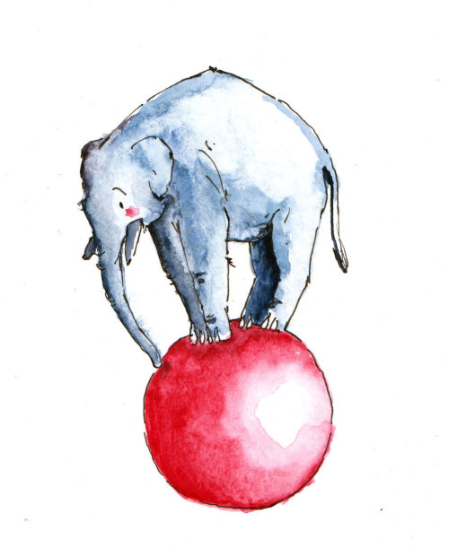 Ilustración de un elefante realizando circo
