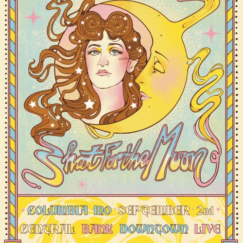 Illustrated Sierra Ferrell with moon for Shoot for the Moon tour by Lydia Silver